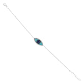 0.06ct Diamond & 0.20ct Blue Sapphire & C. Turquoise 14k White Gold Eye Bracelet